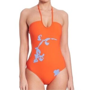 Tory Burch One piece Talisay Swimsuit Poppy Red Open Back Convertible Sz XS NEW